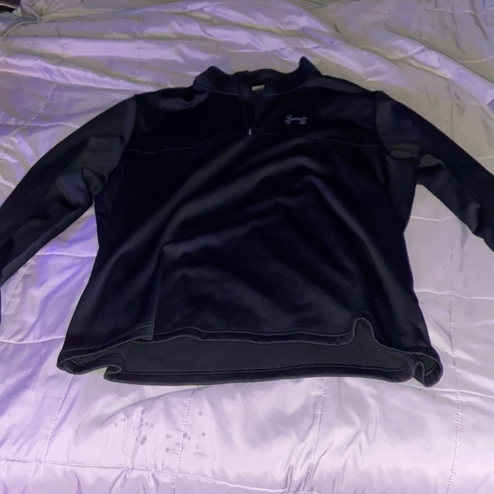Mens Black Under Armor Fleece Pullover Size XL